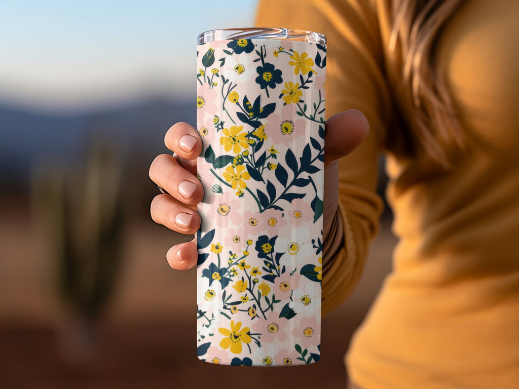 Floral Pattern Insulated Tumbler for Hot and Cold Beverages