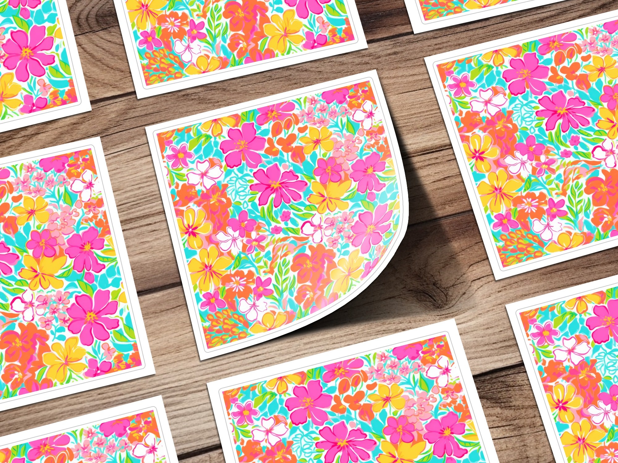 Vibrant Floral Pattern Art Print with Bright Colors