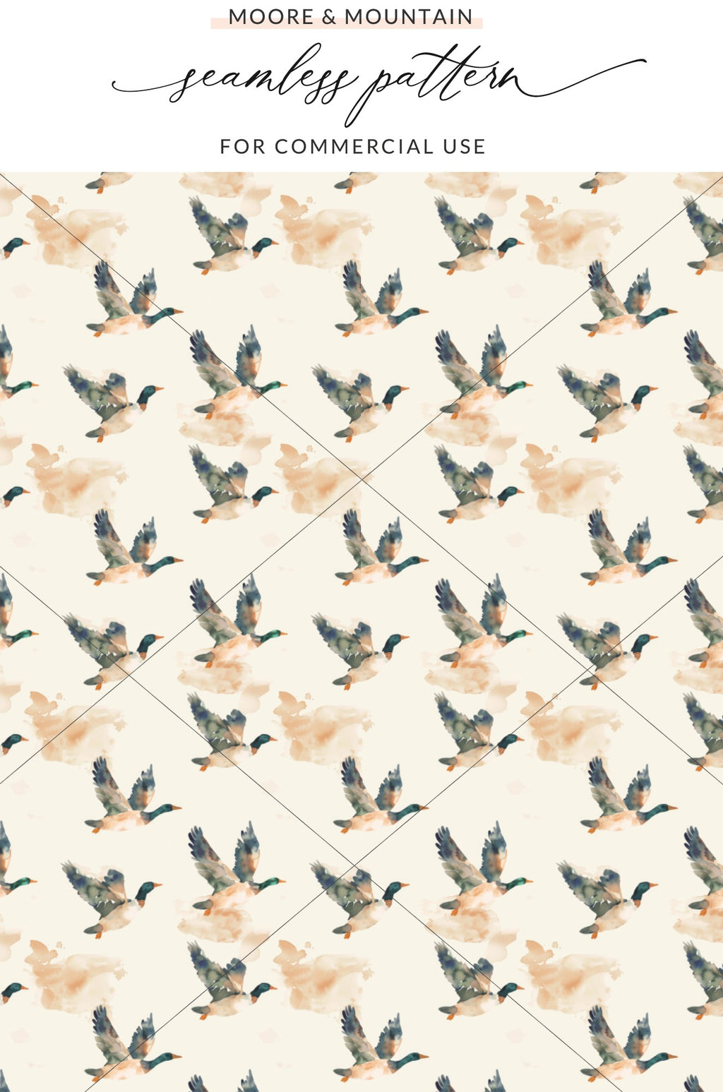 Flying Ducks Seamless Pattern for Commercial Use