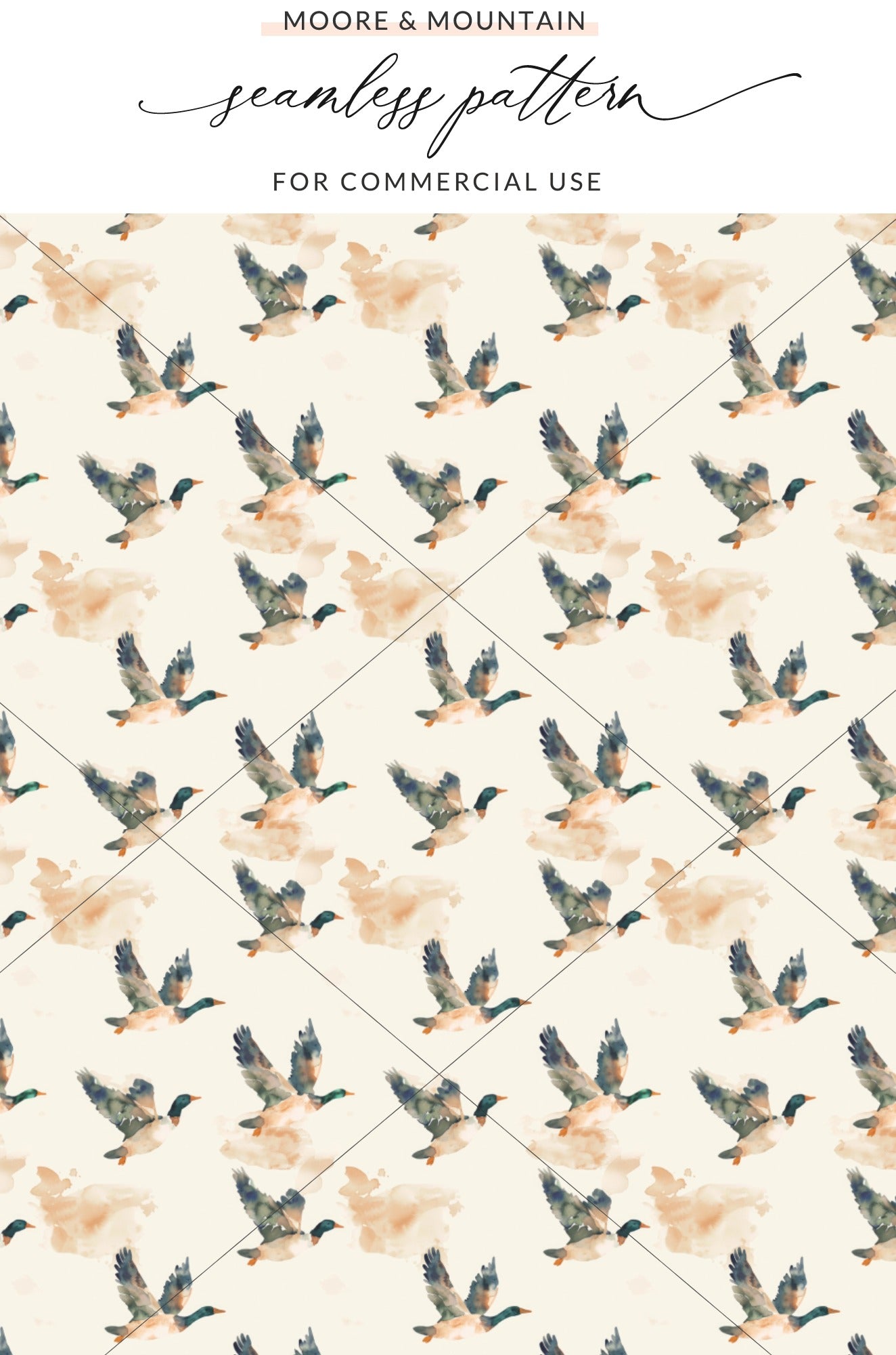 Flying Ducks Seamless Pattern for Commercial Use