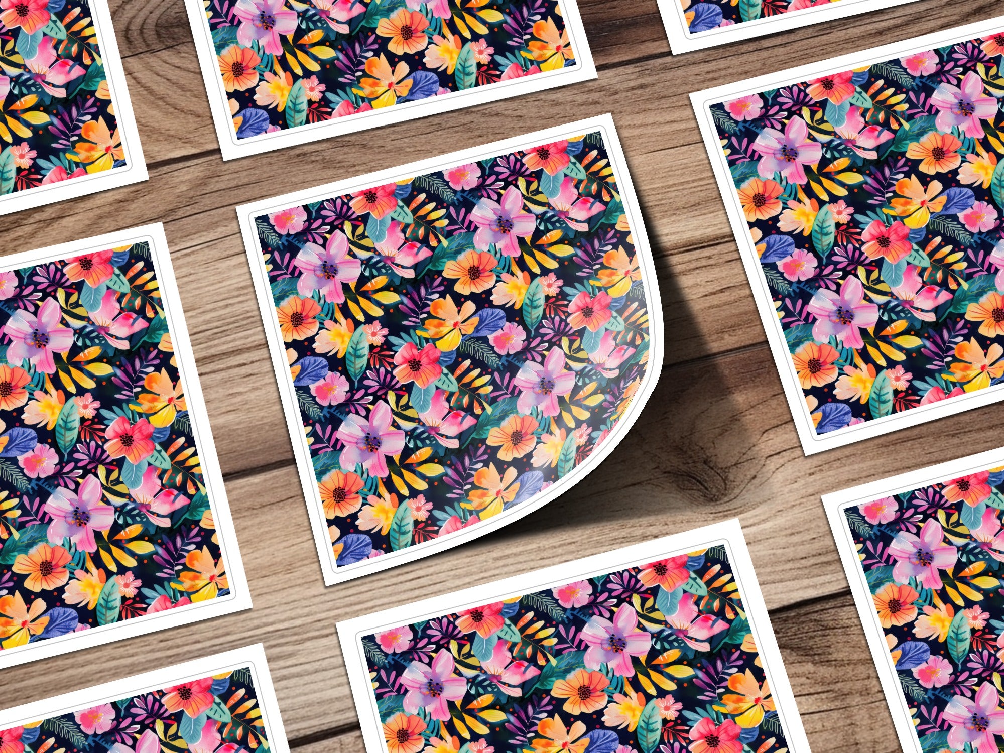 Vibrant Watercolor Floral Garden Pattern Dark Background product type