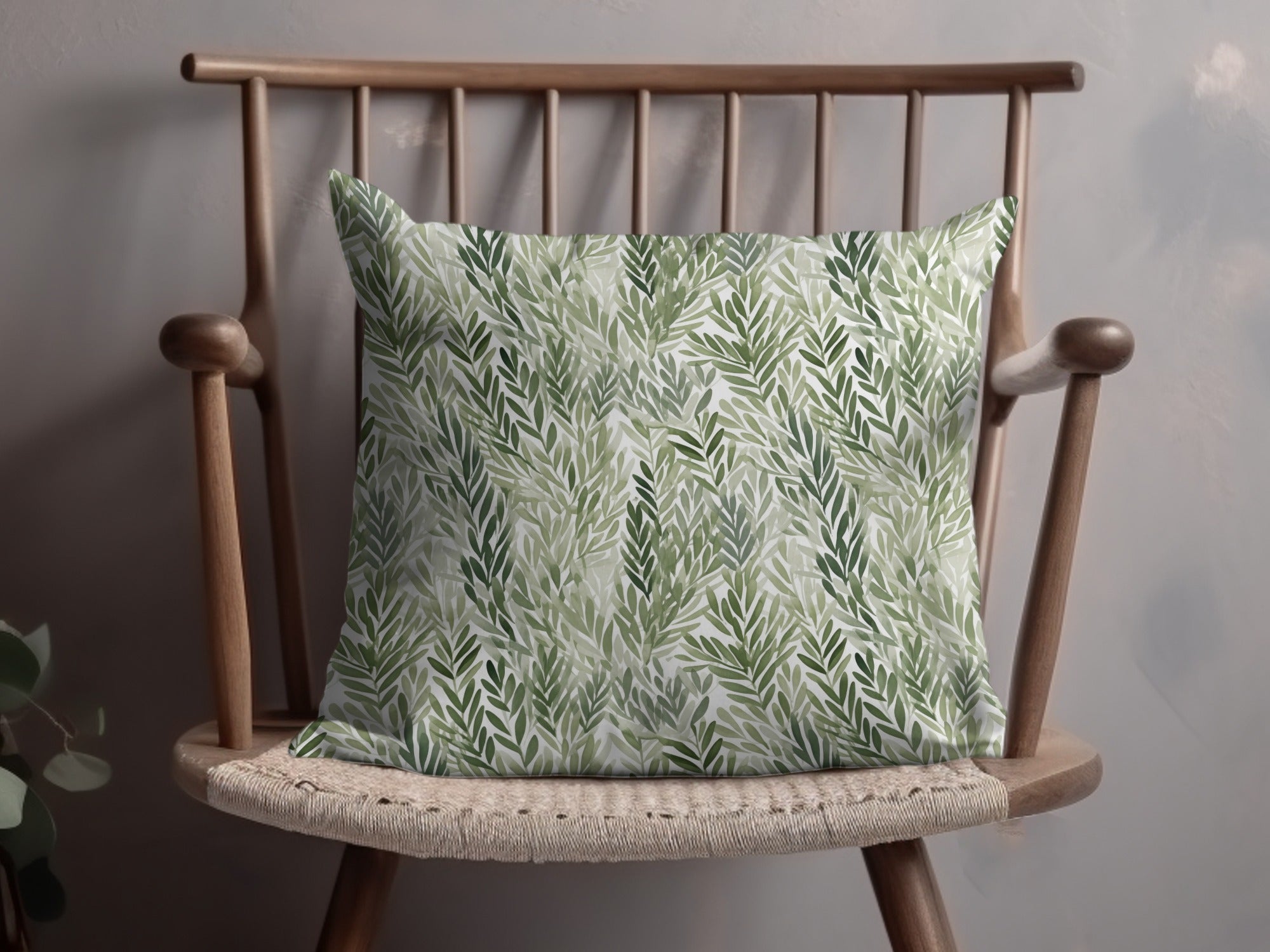 Green Foliage Pattern Decorative Throw Pillow Product