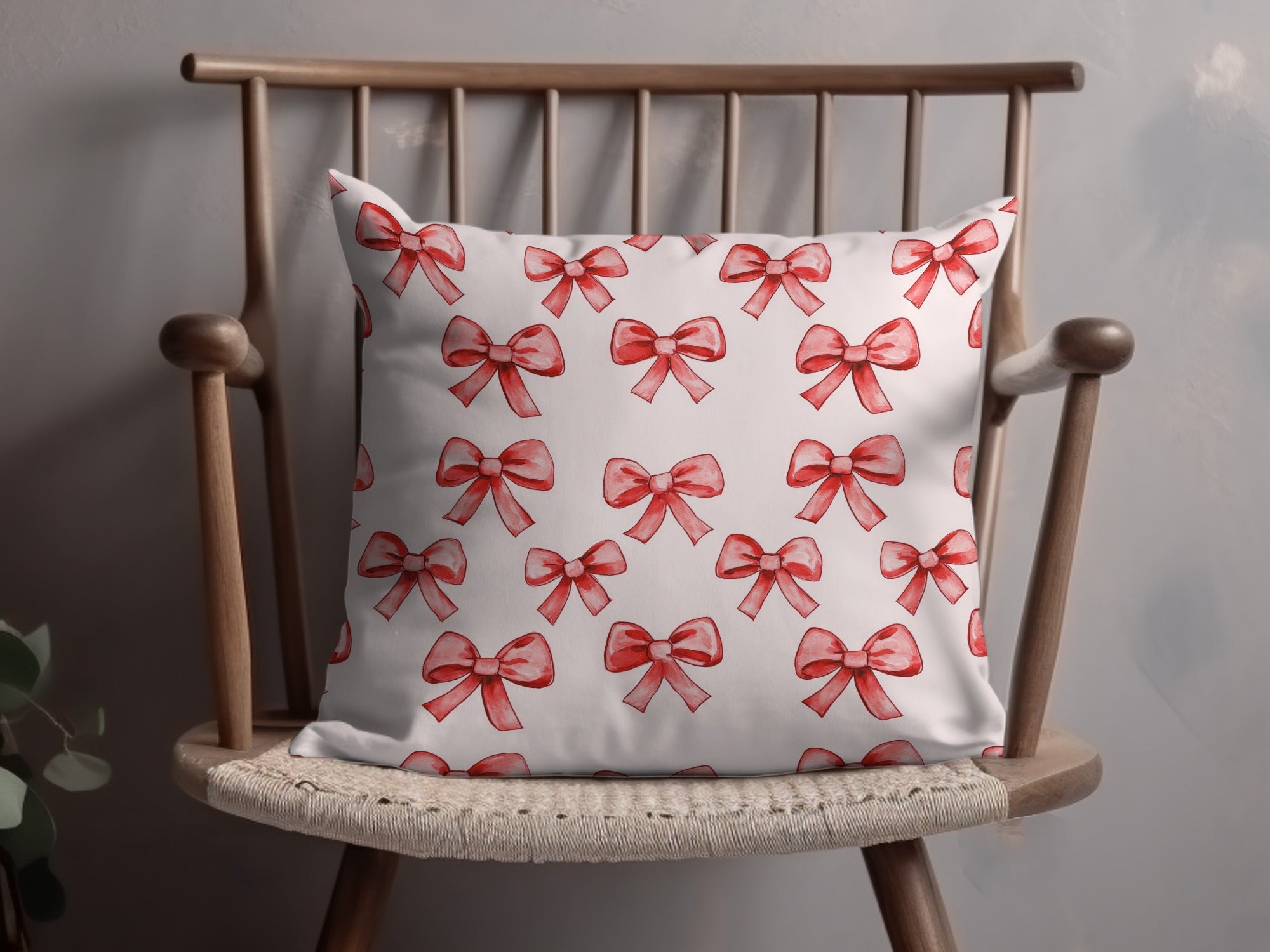 Red Bow Pattern Decorative Throw Pillow Product
