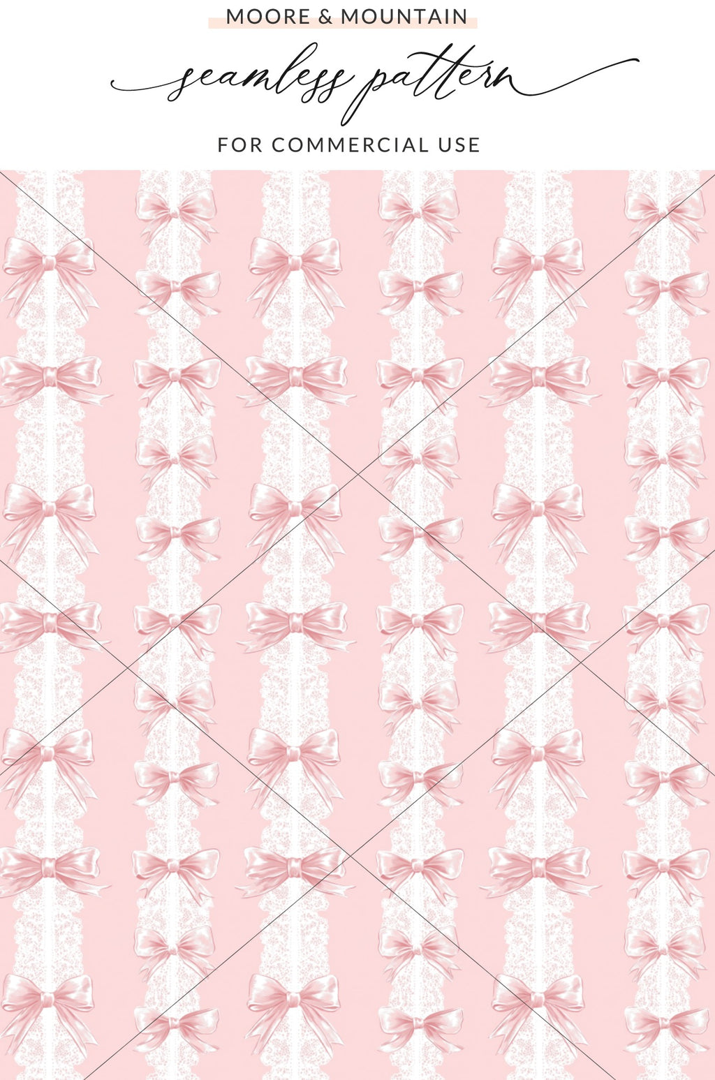 Pink Lace and Bows Seamless Pattern for Commercial Use