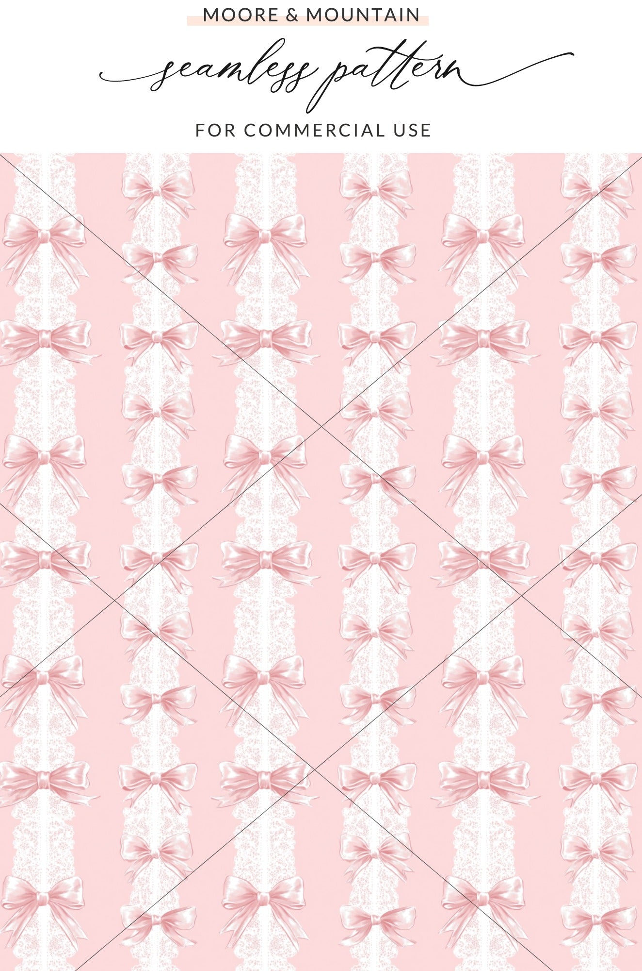 Pink Lace and Bows Seamless Pattern for Commercial Use