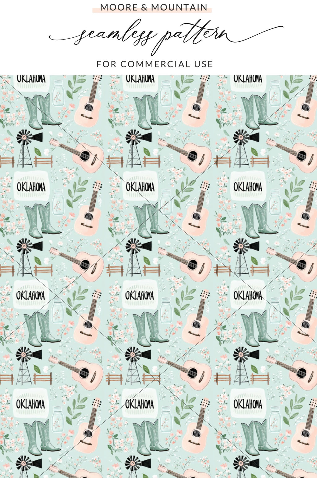 Oklahoma Themed Seamless Pattern for Commercial Use Design