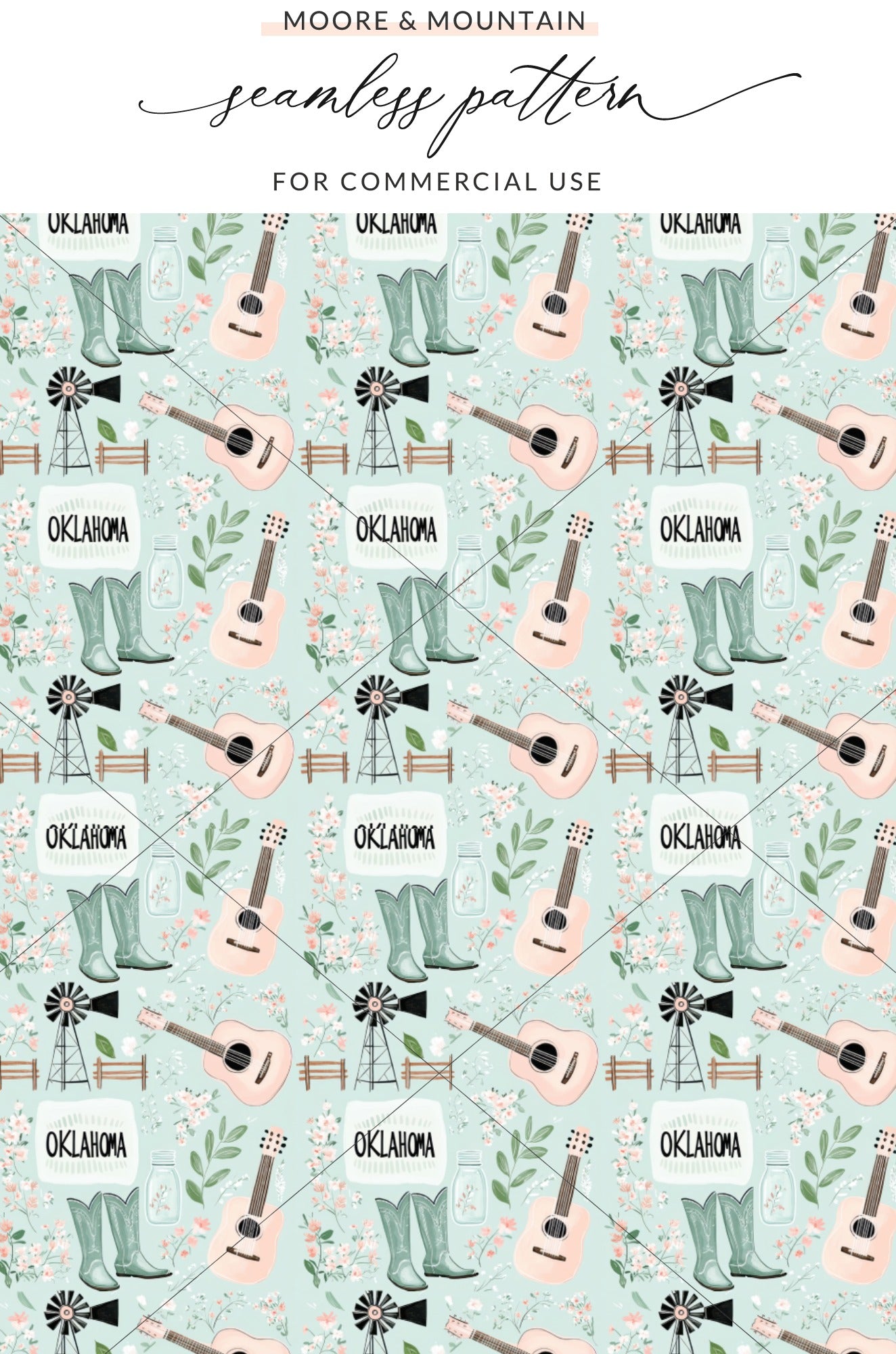 Oklahoma Themed Seamless Pattern for Commercial Use Design