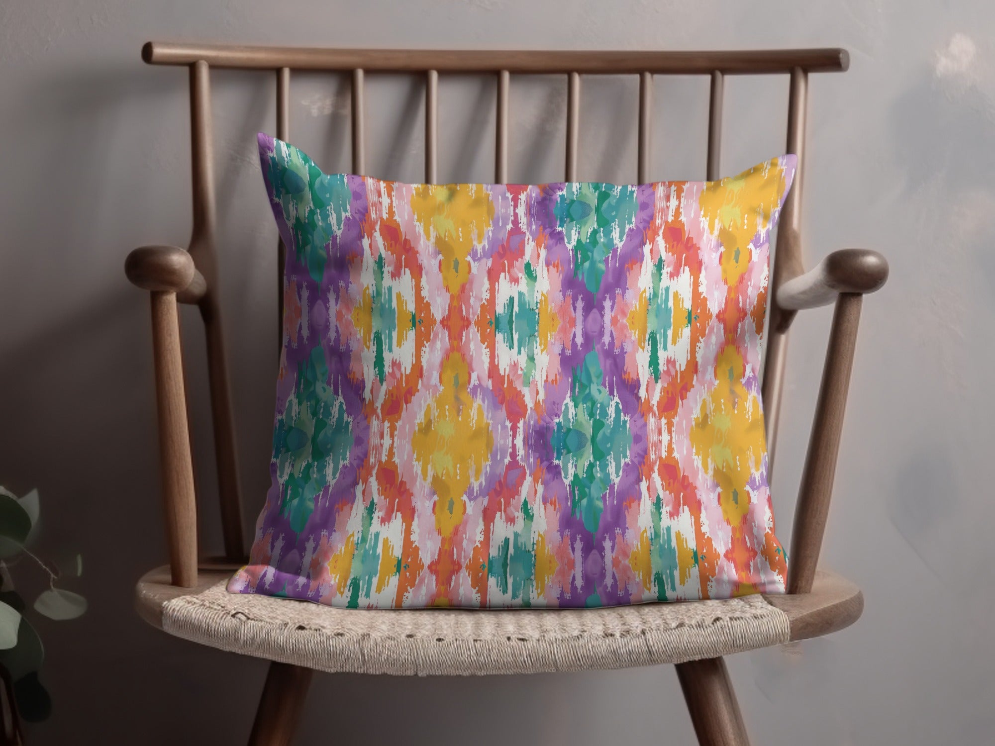 Vibrant Multicolor Abstract Pattern Throw Pillow