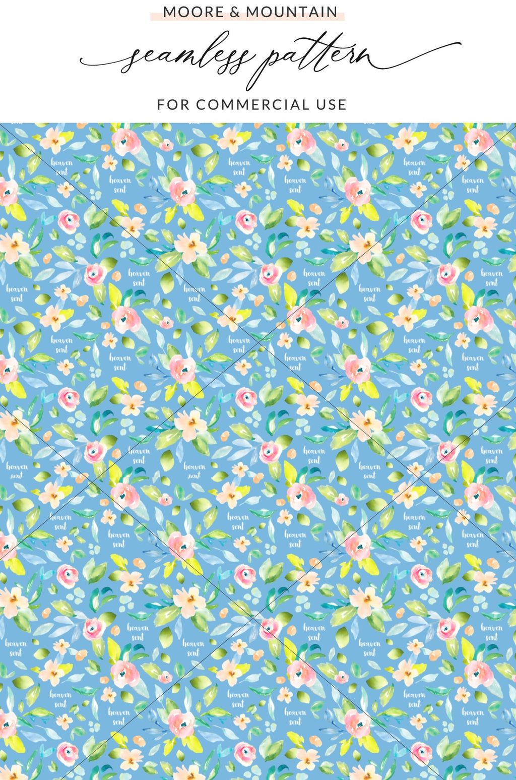 Blue Floral Seamless Pattern for Commercial Use