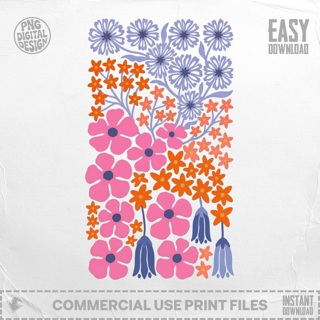 Pink and purple floral design with orange accents and "Easy Download" text.