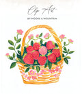 Basket overflowing with strawberries and pink flowers, with "Clip Art by Moore & Mountain" text.