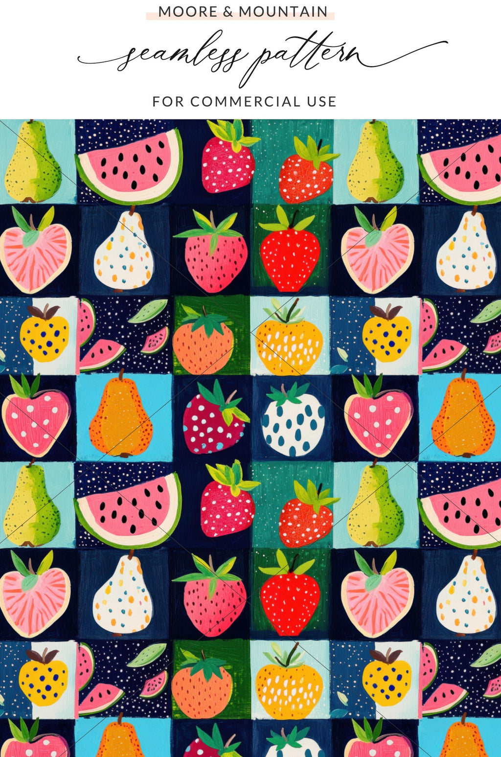 Colorful Fruit Illustrations Seamless Pattern for Commercial Use