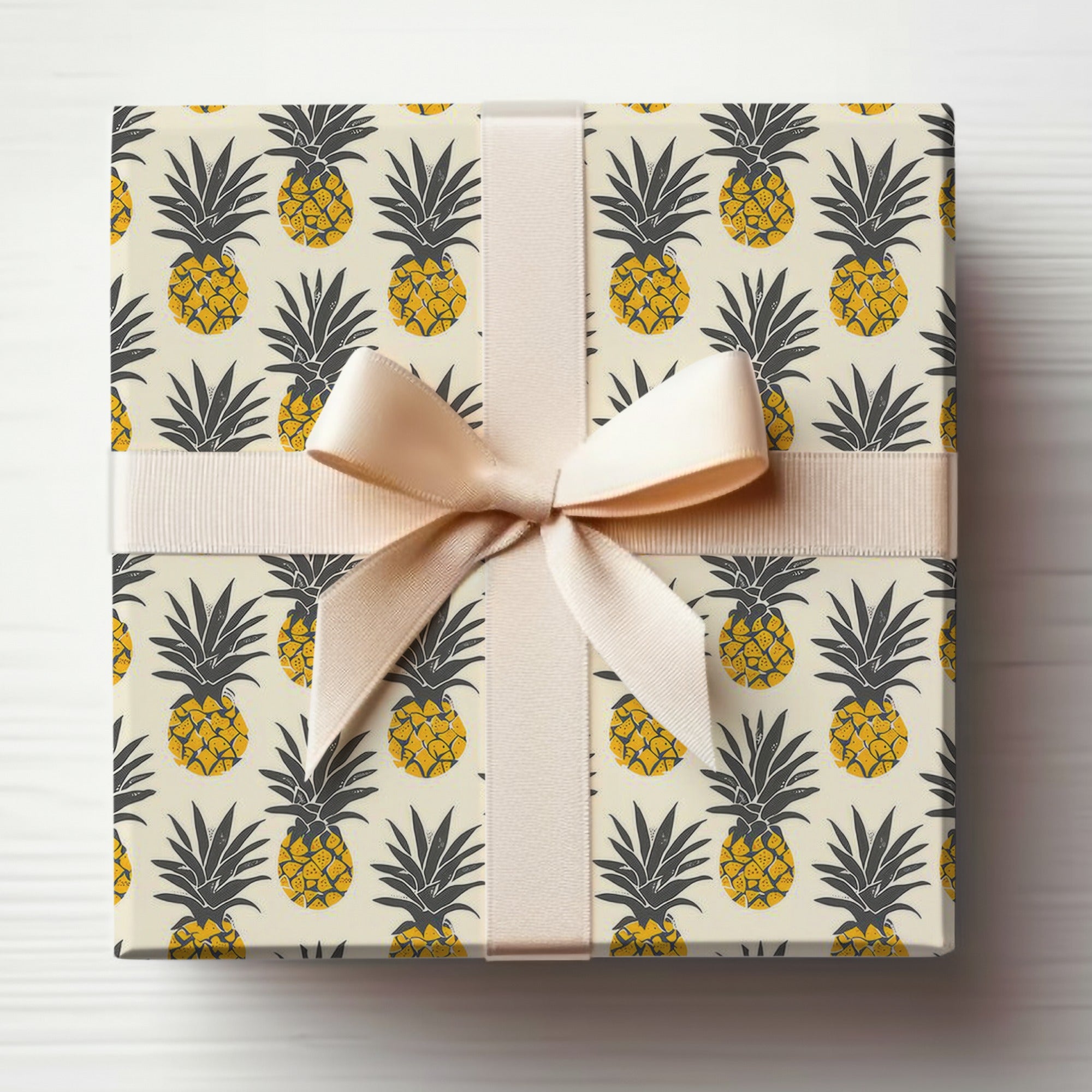 Pineapple Pattern Gift Wrap with Bow for Any Occasion