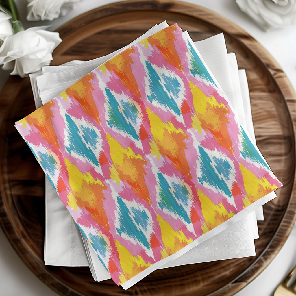 Colorful Abstract Ikat Patterned Paper Napkins Product