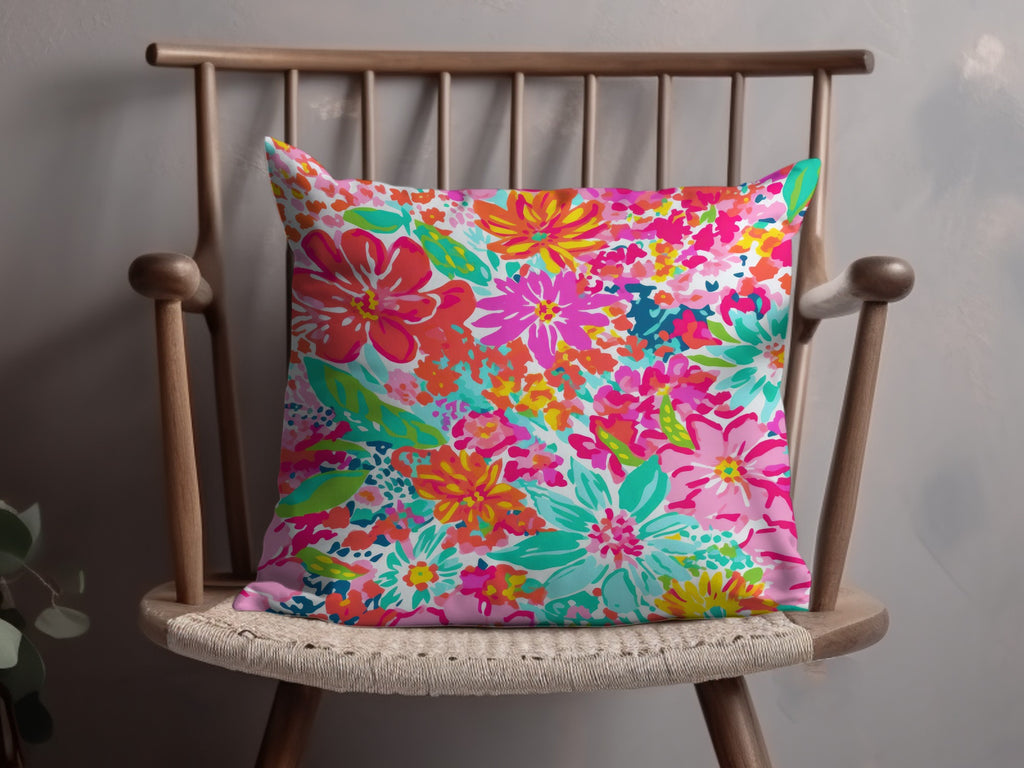 Colorful Floral Throw Pillow for Home Decor