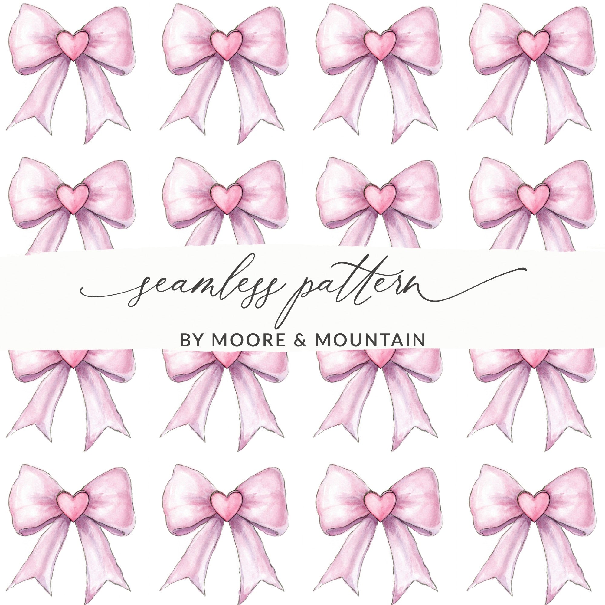 Pink Heart Bow Seamless Pattern by Moore & Mountain