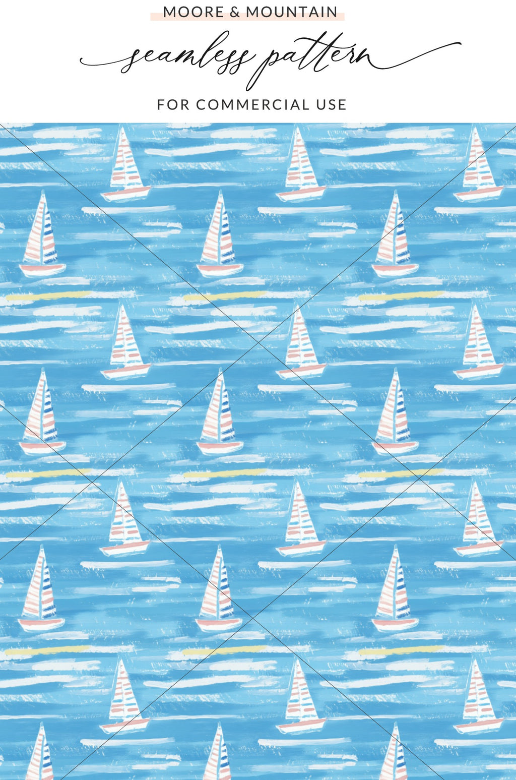 Colorful Nautical Sailboat Seamless Pattern for Commercial Use