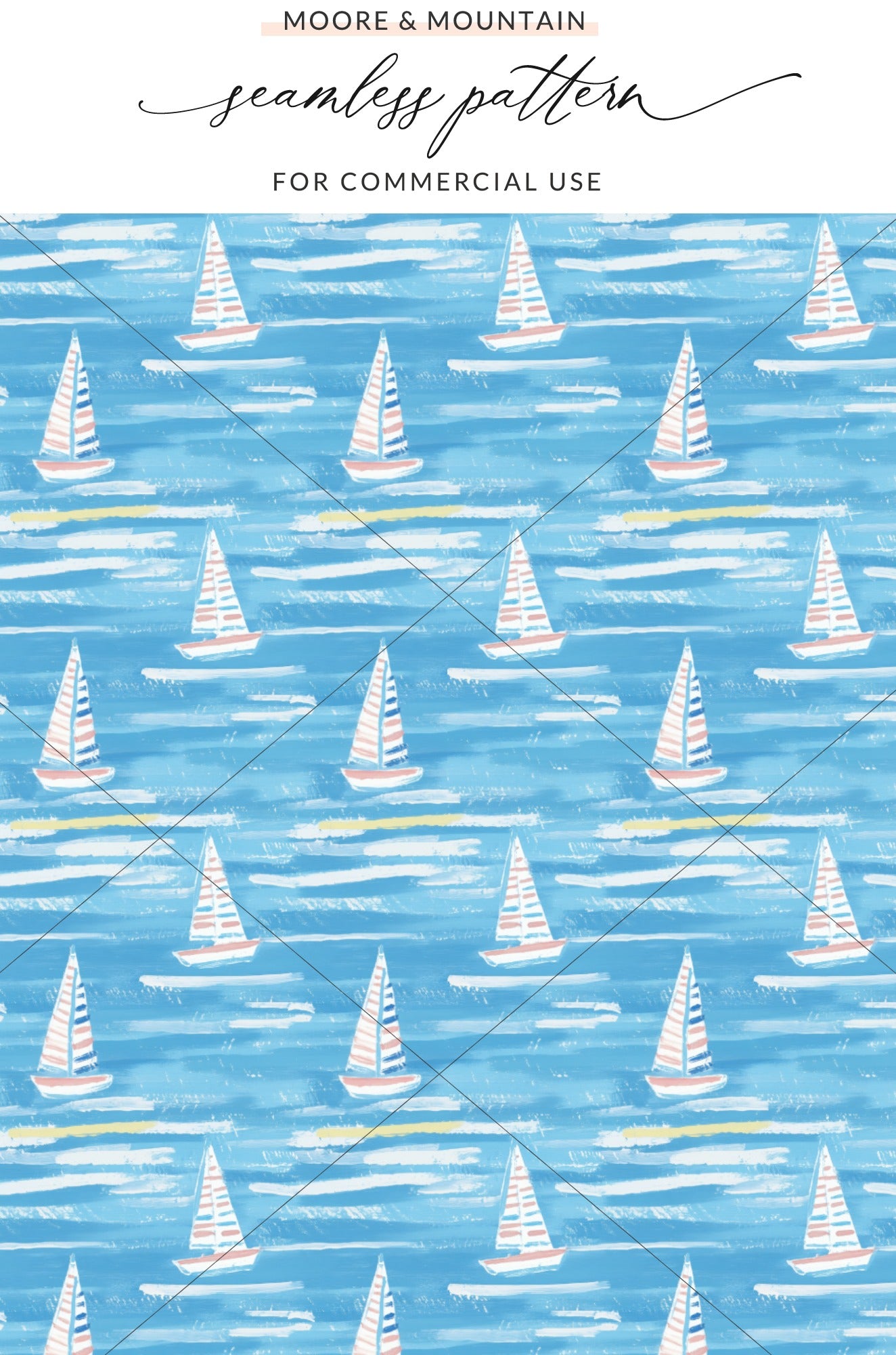 Colorful Nautical Sailboat Seamless Pattern for Commercial Use