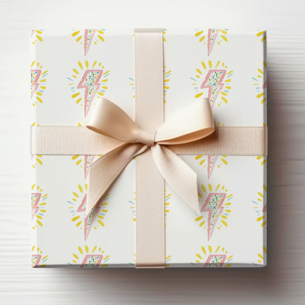 Vibrant pink lightning bolt pattern gift wrap product type