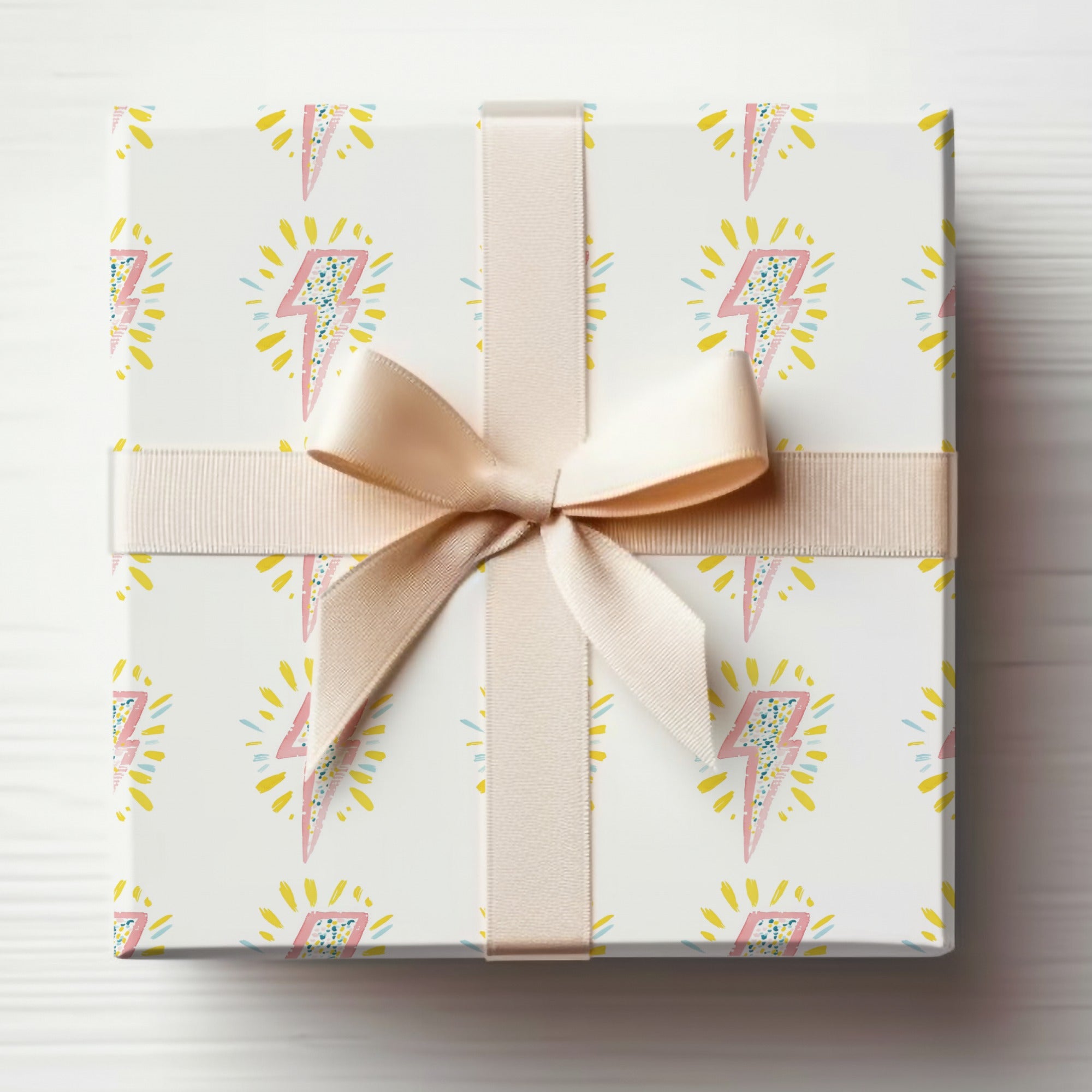 Vibrant pink lightning bolt pattern gift wrap product type