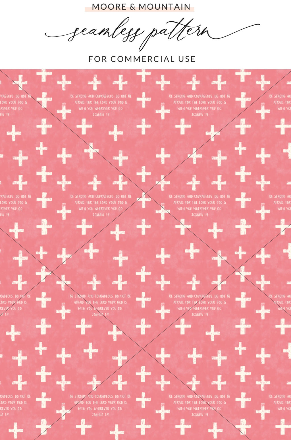 Pink White Cross Pattern Joshua 1:9 Bible Verse product type