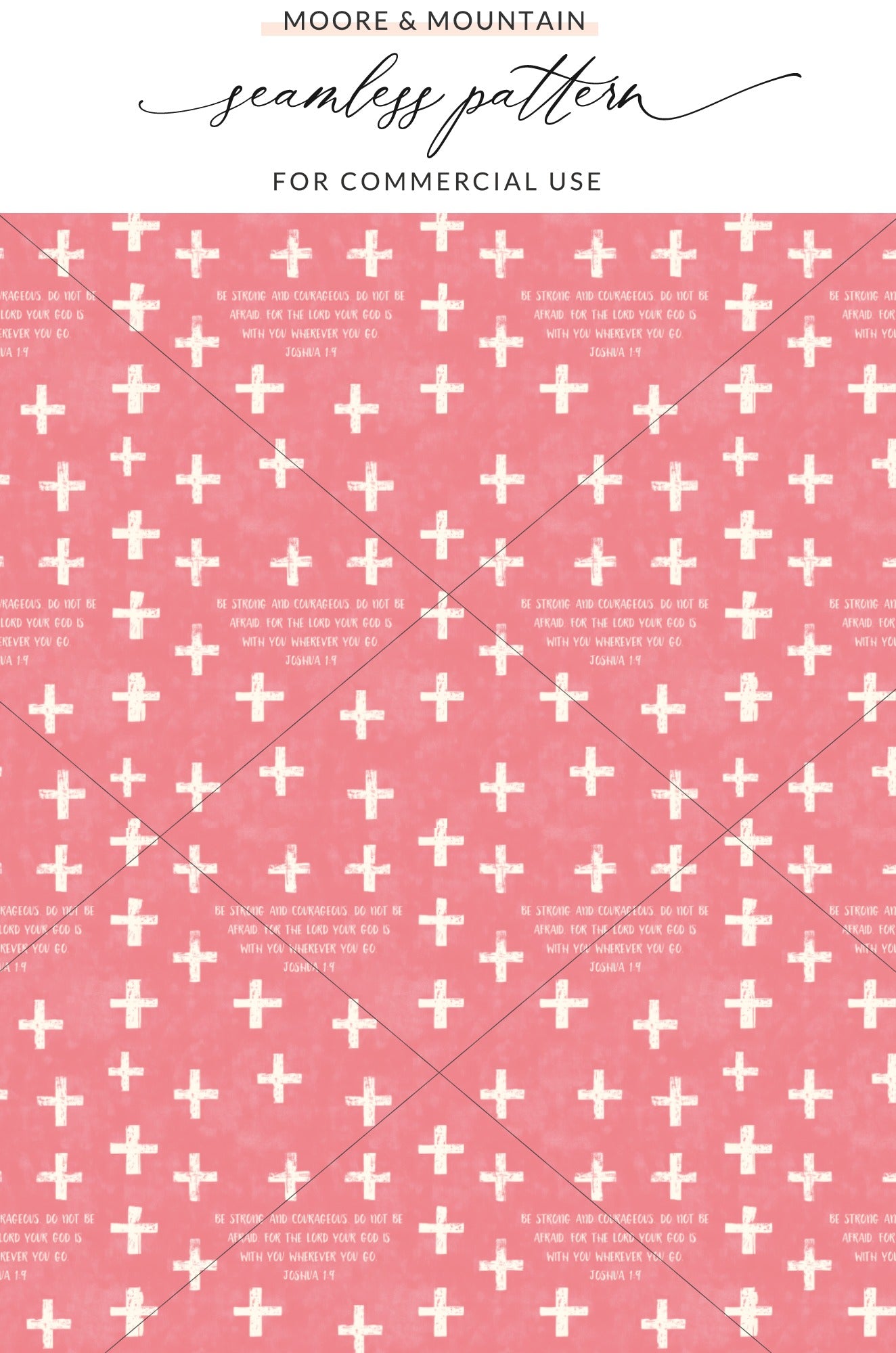 Pink White Cross Pattern Joshua 1:9 Bible Verse product type