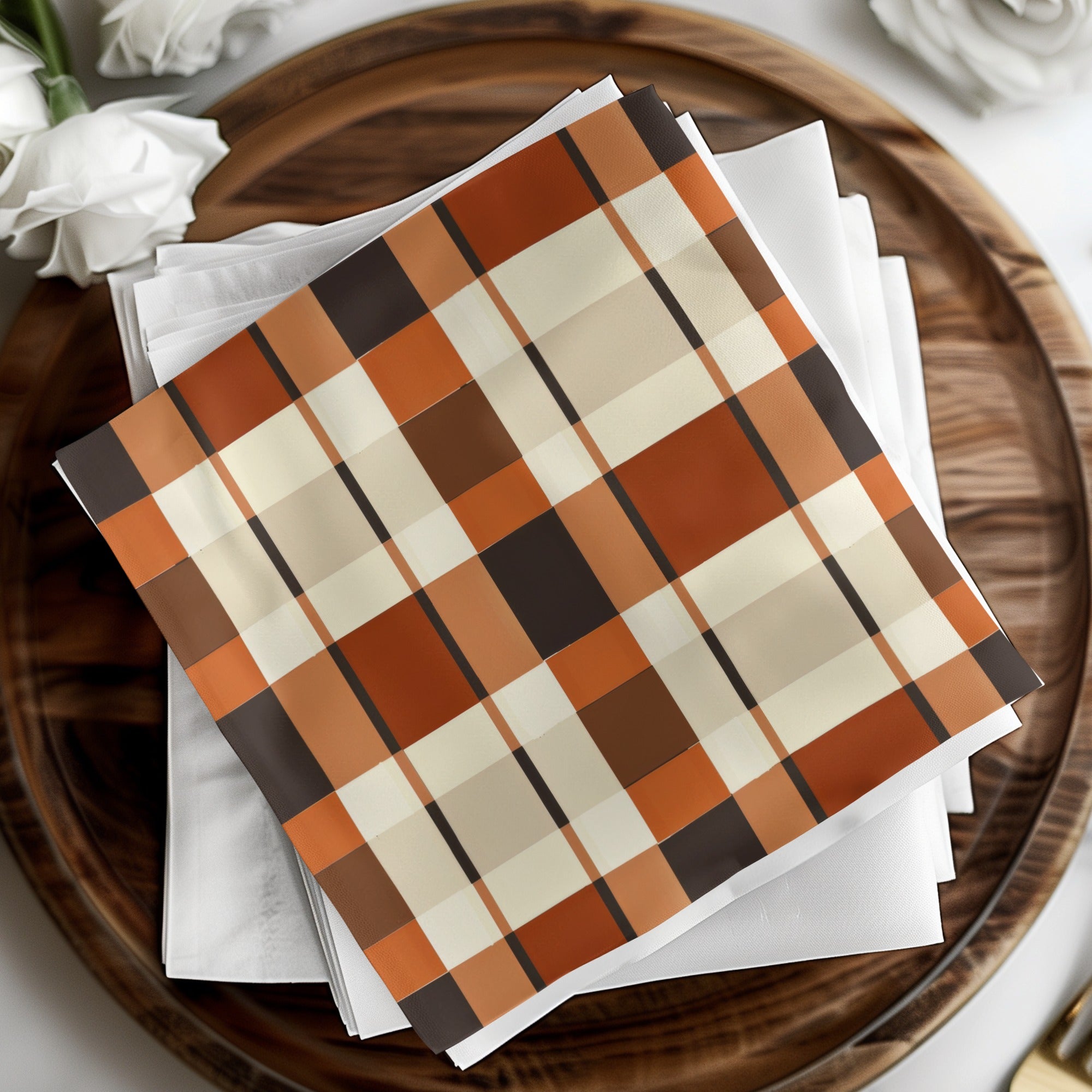 Autumn Inspired Plaid Design Napkins for Seasonal Product