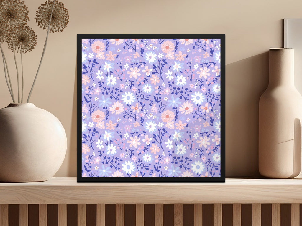 Vibrant Lilac Floral Whimsical Pattern Botanical Product Type
Floral pattern
Lilac background
Pastel flowers
Botanical design
Whimsical art
Cute flowers
Pink flowers
White flowers
Blue flowers
Nature print
Home decor
Wall art
Framed print
Square art
Decorative art
Flower pattern
Spring decor
Purple background
Delicate design
Artistic print