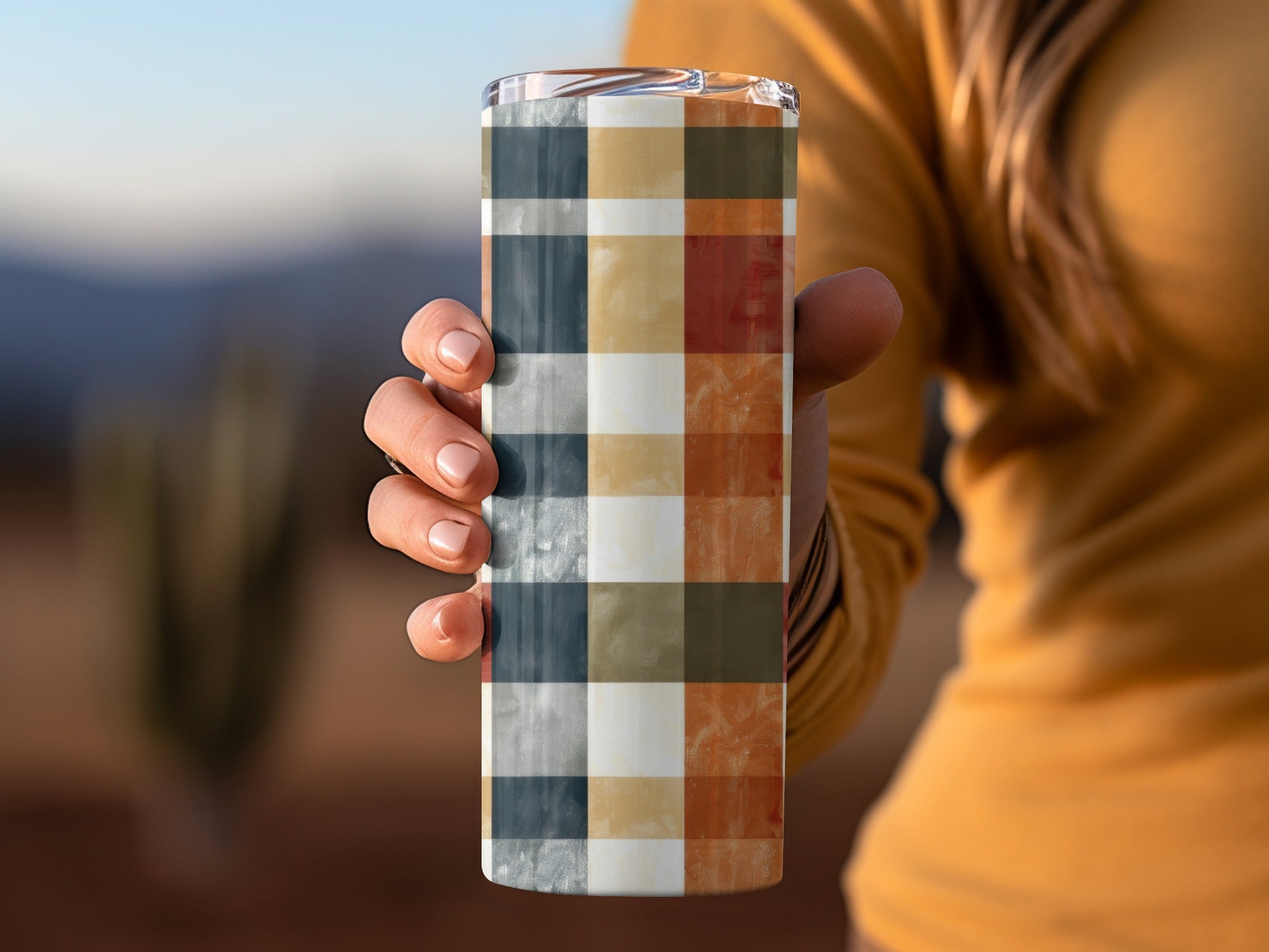 Colorful Plaid Pattern Insulated Travel Tumbler