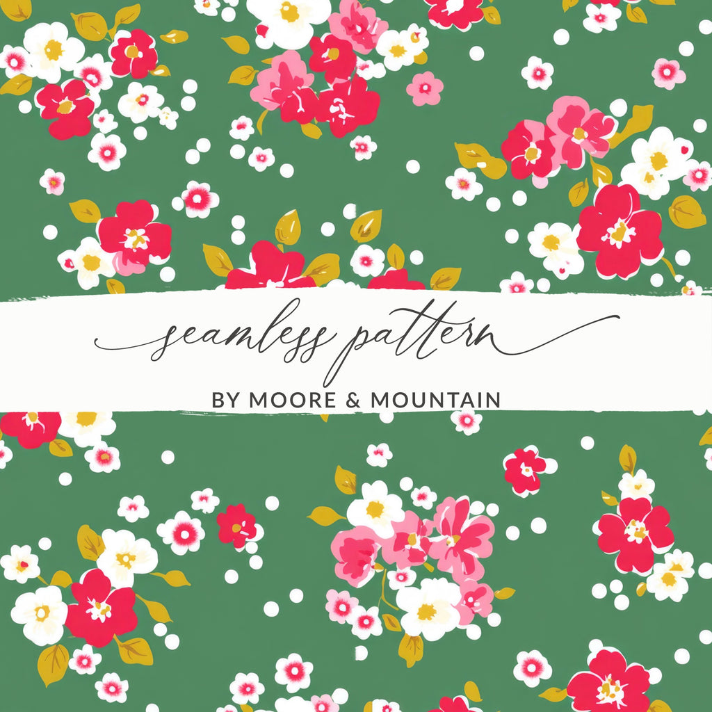 Green Seamless Floral Pattern by Moore and Mountain