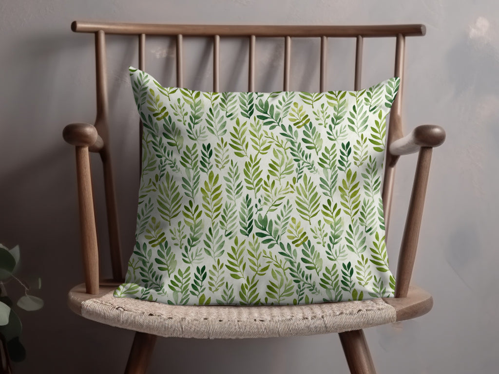 Green and White Leaf Pattern Decorative Pillow Product