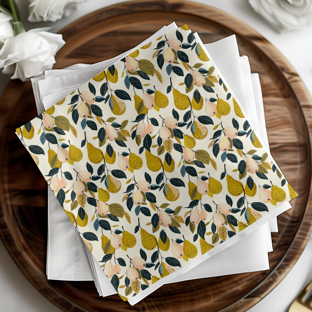 Elegant Floral and Fruit Print Pattern Napkin Product