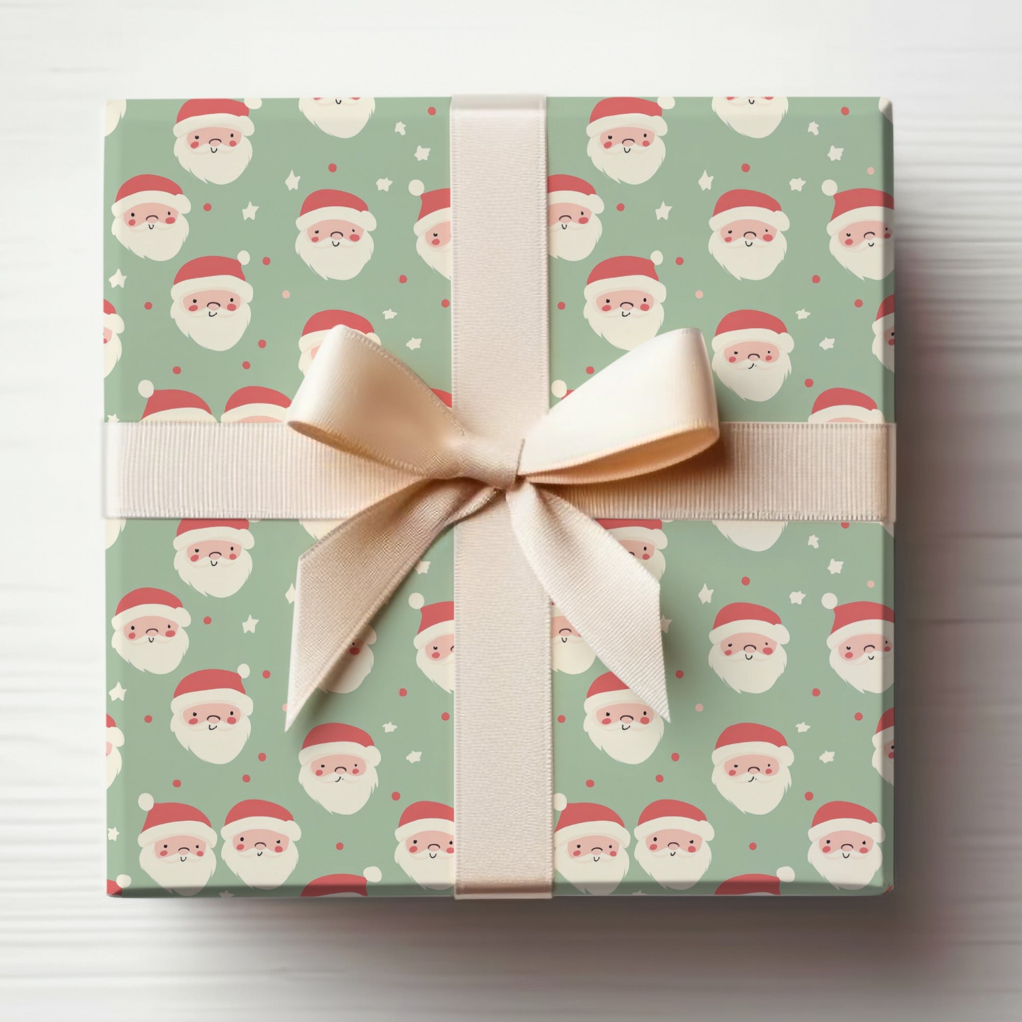 Festive Santa Claus Holiday Gift Wrap for Christmas