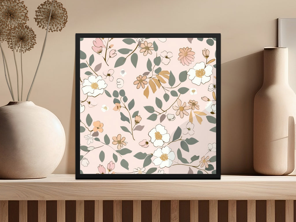 Pastel Floral Art Design in Elegant Black Frame product