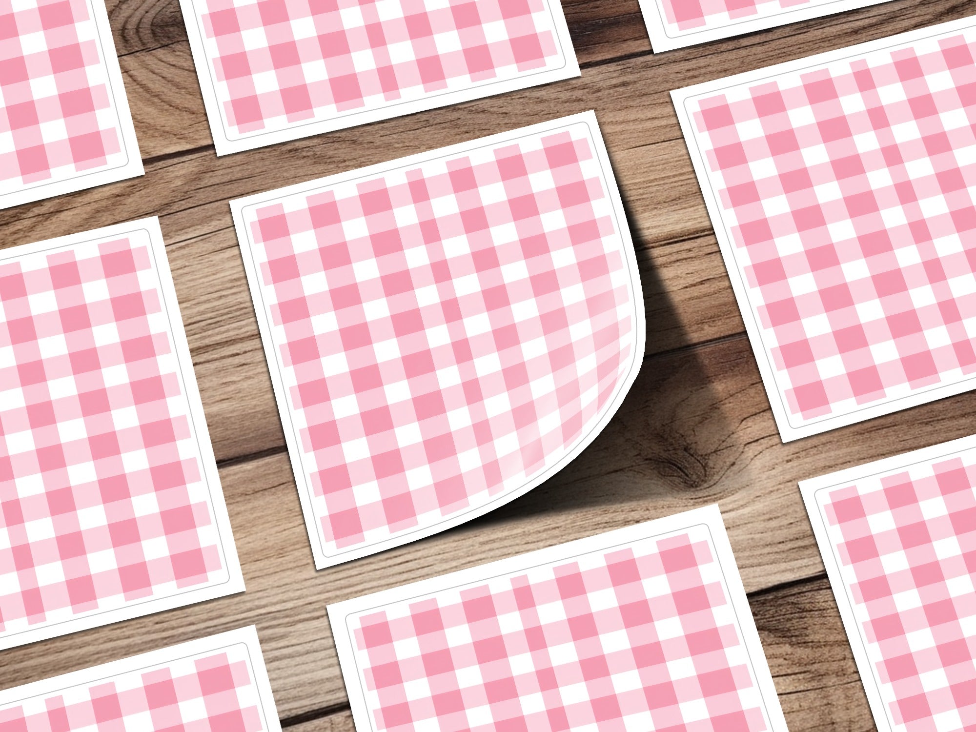 Pink and White Checkerboard Pattern Sticker Sheet