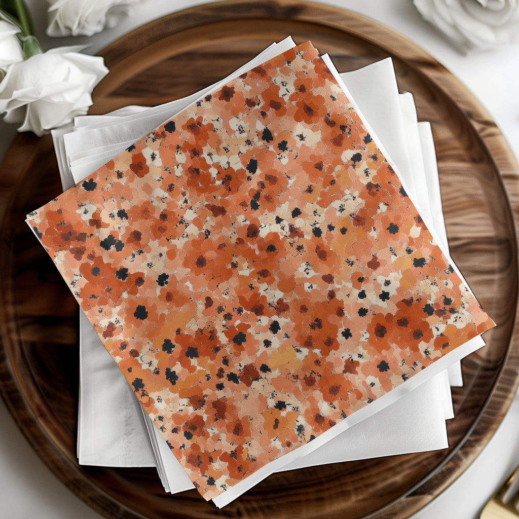 Vibrant Orange and Black Abstract Pattern Napkin