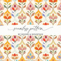 Seamless floral pattern with stylized flowers in warm colors by Moore & Mountain.