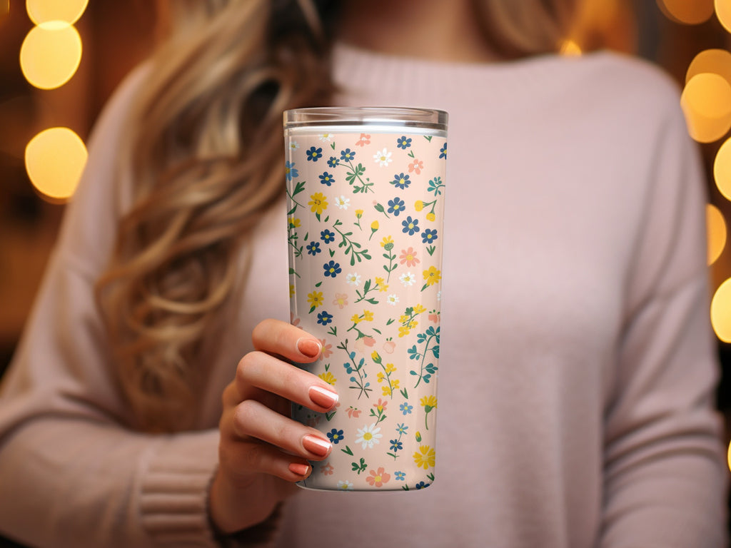 Floral Pattern Insulated Tumbler for Hot and Cold Drinks