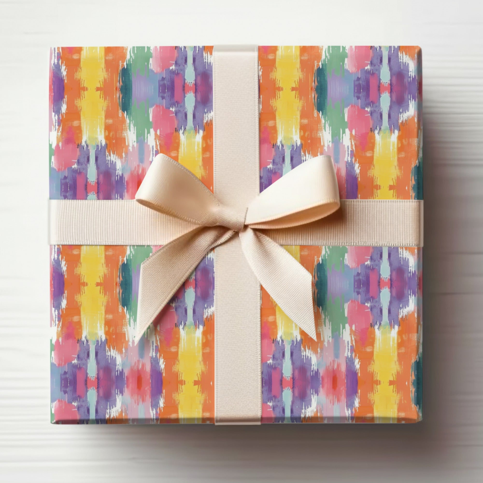 Colorful Abstract Patterned Gift Wrap with Bow