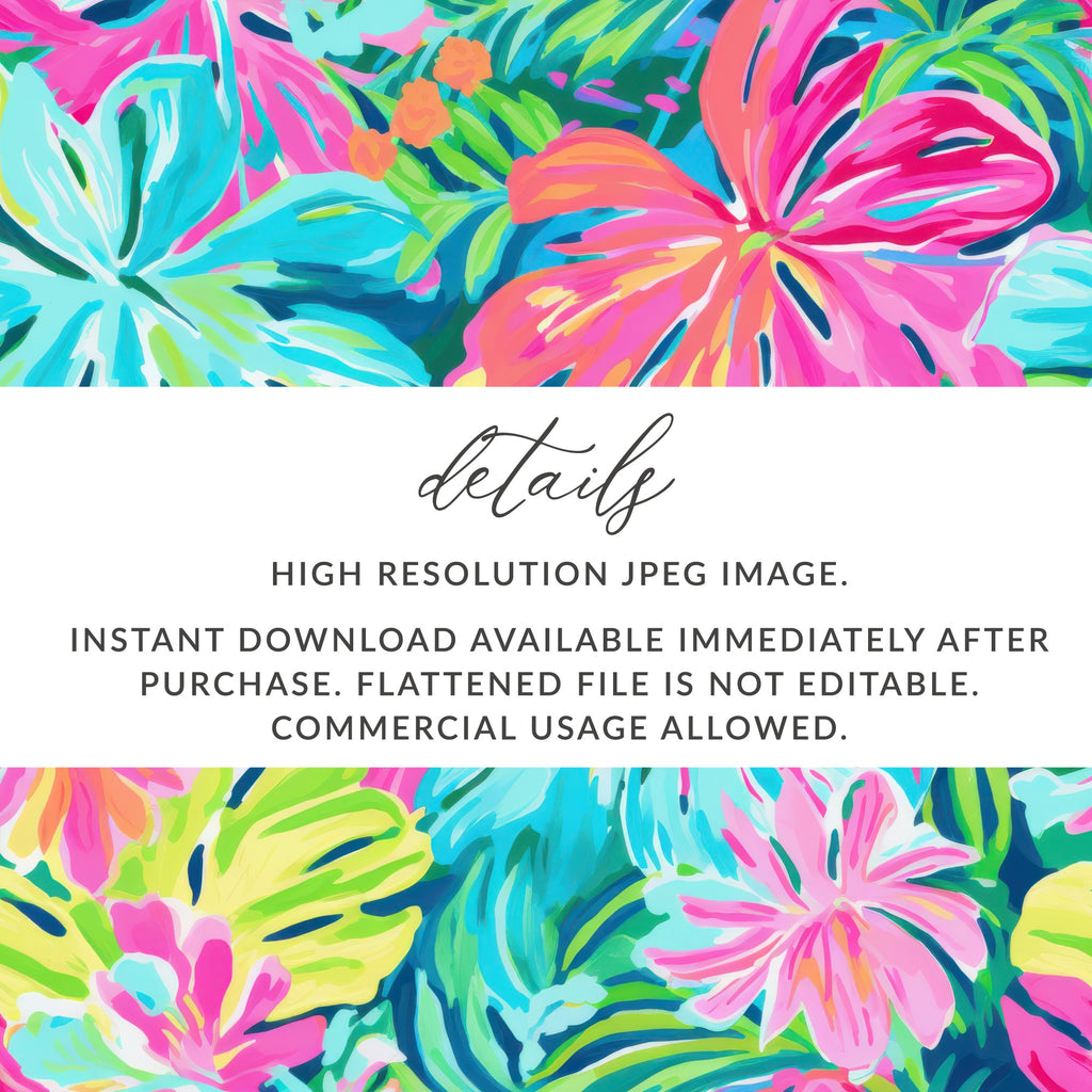 Floral print with text details about download and usage.