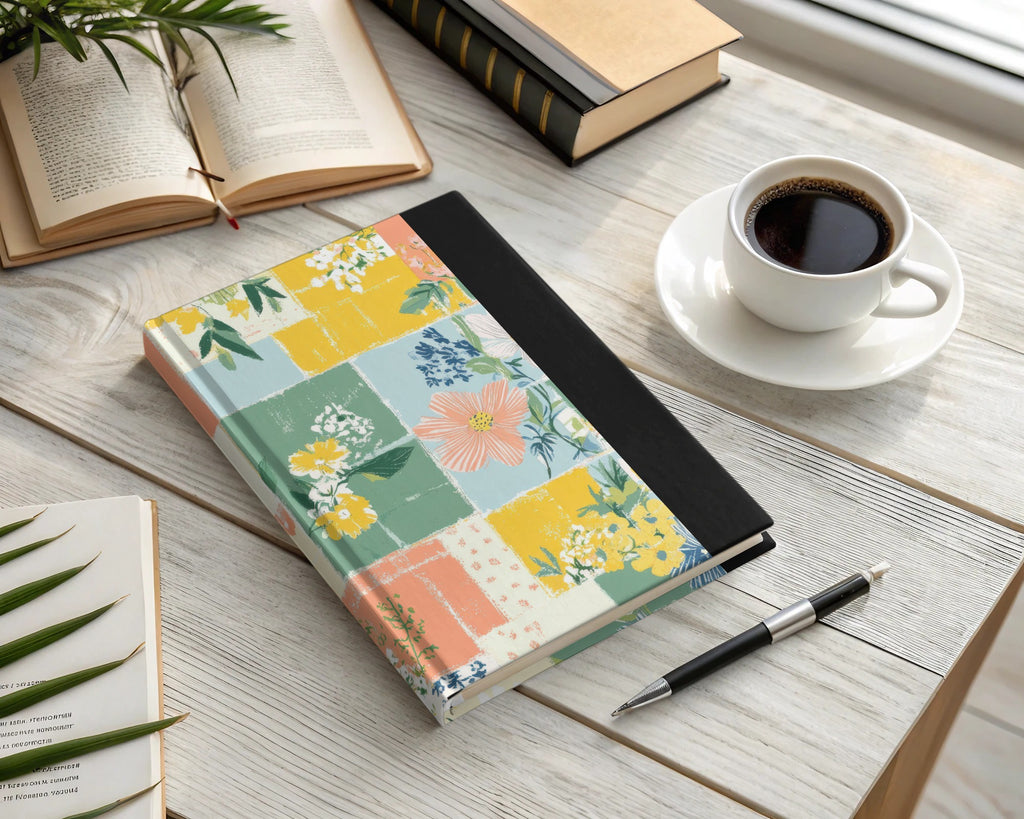 Colorful Floral Patchwork Design Hardcover Notebook