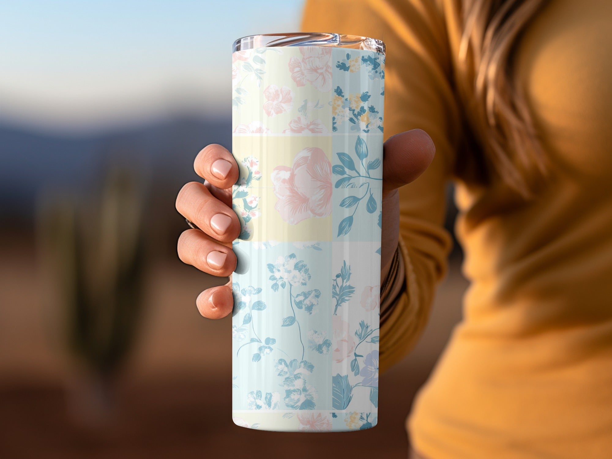 Floral Patchwork Pattern Insulated Tumbler