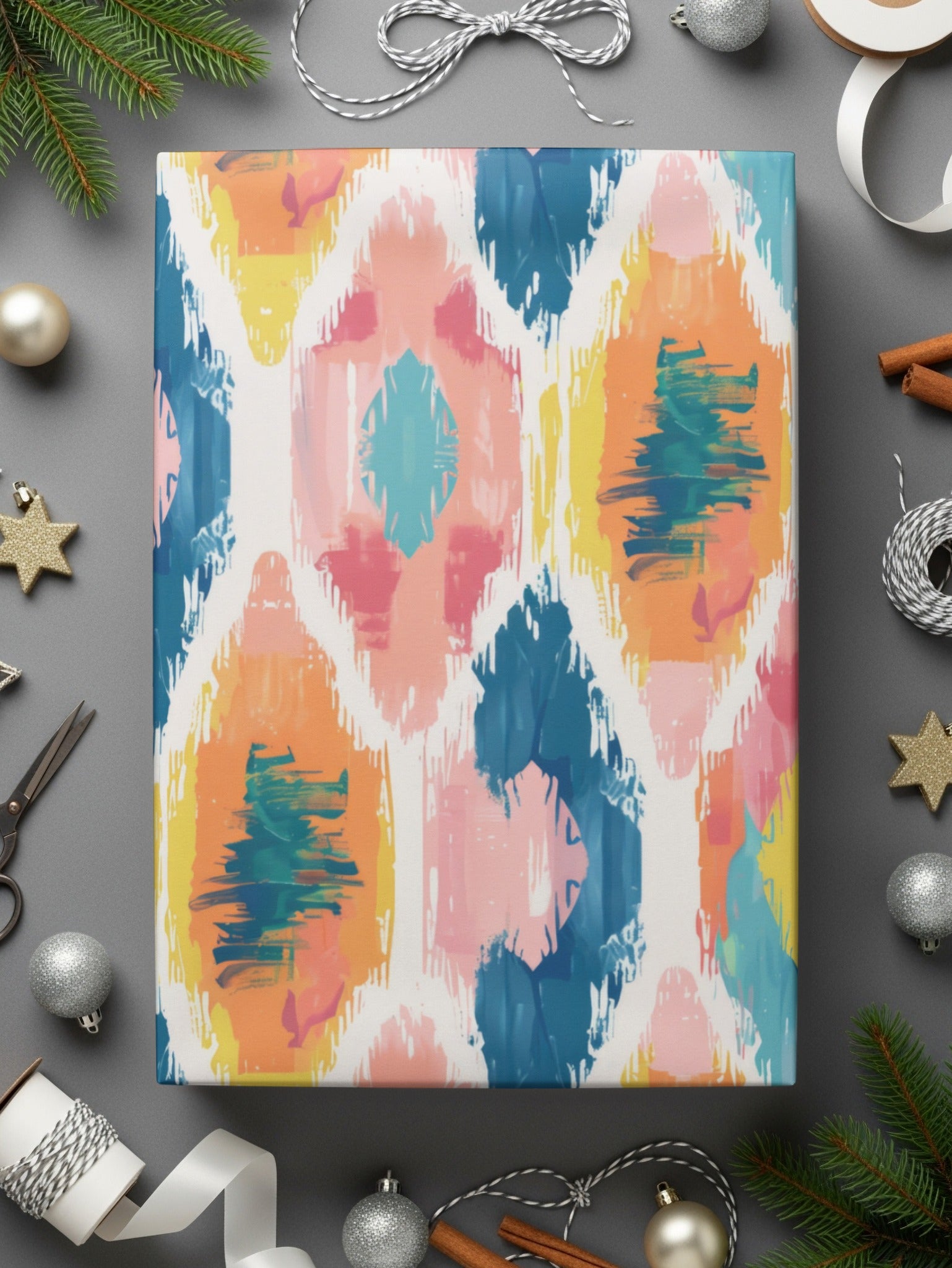 Vibrant Abstract Patterned Wrapping Paper Sheet Holiday Decor