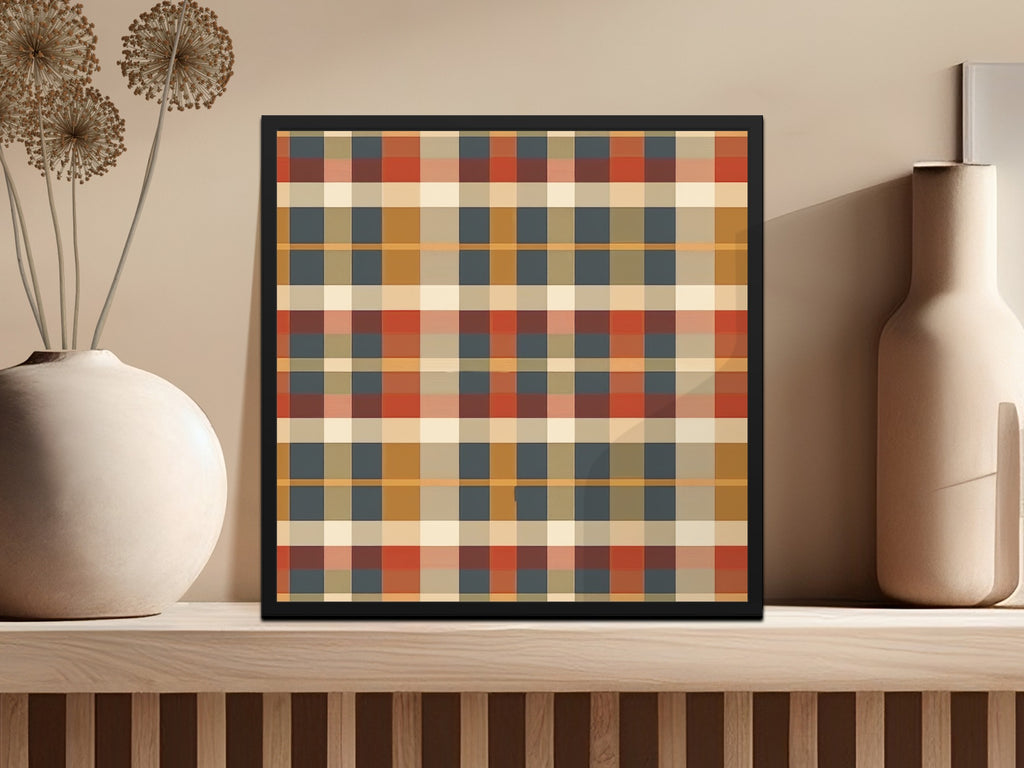Vintage Plaid Pattern in Shades of Red Blue and Yellow Art Print