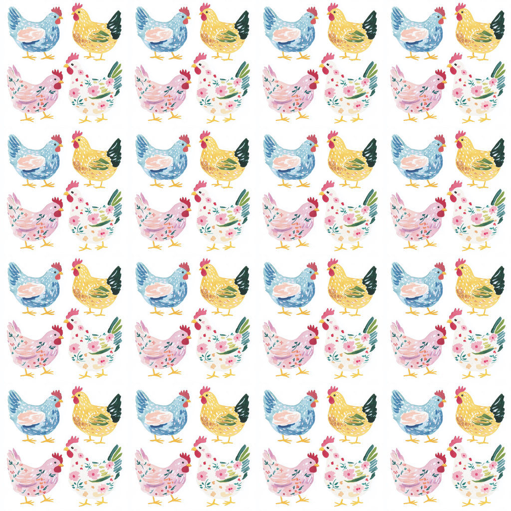 Whimsical Watercolor Chicken Flock Pattern Design product type