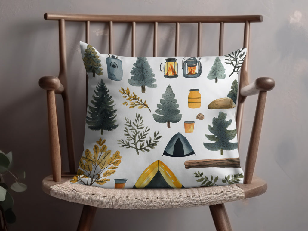 Camping Themed Decorative Cushion for Outdoor Lovers