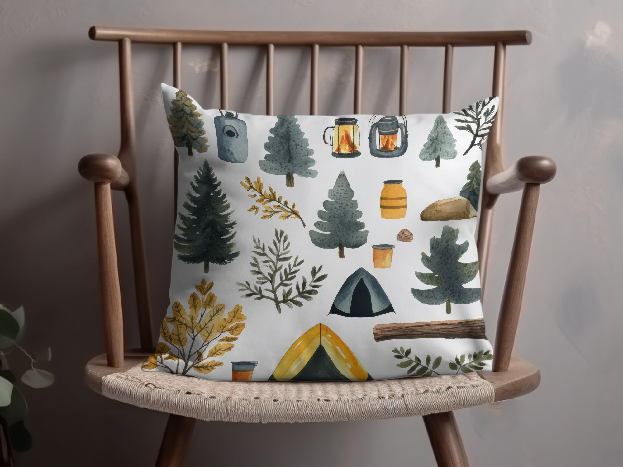 Camping Themed Decorative Cushion for Outdoor Lovers