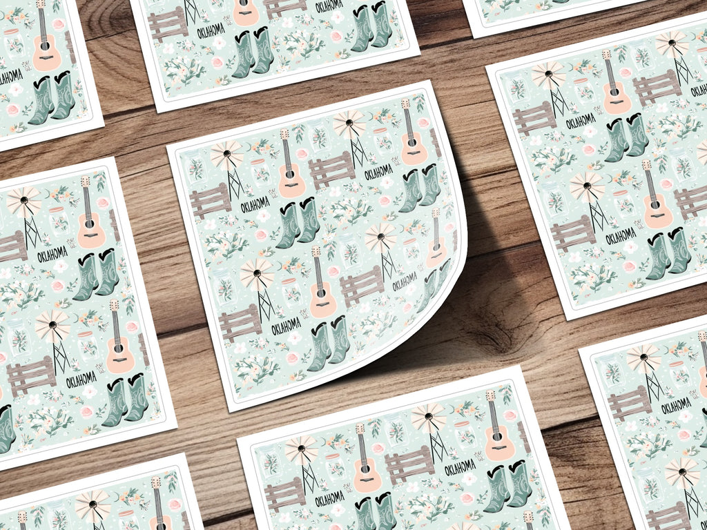 Oklahoma Western Themed Decorative Sticker Sheets