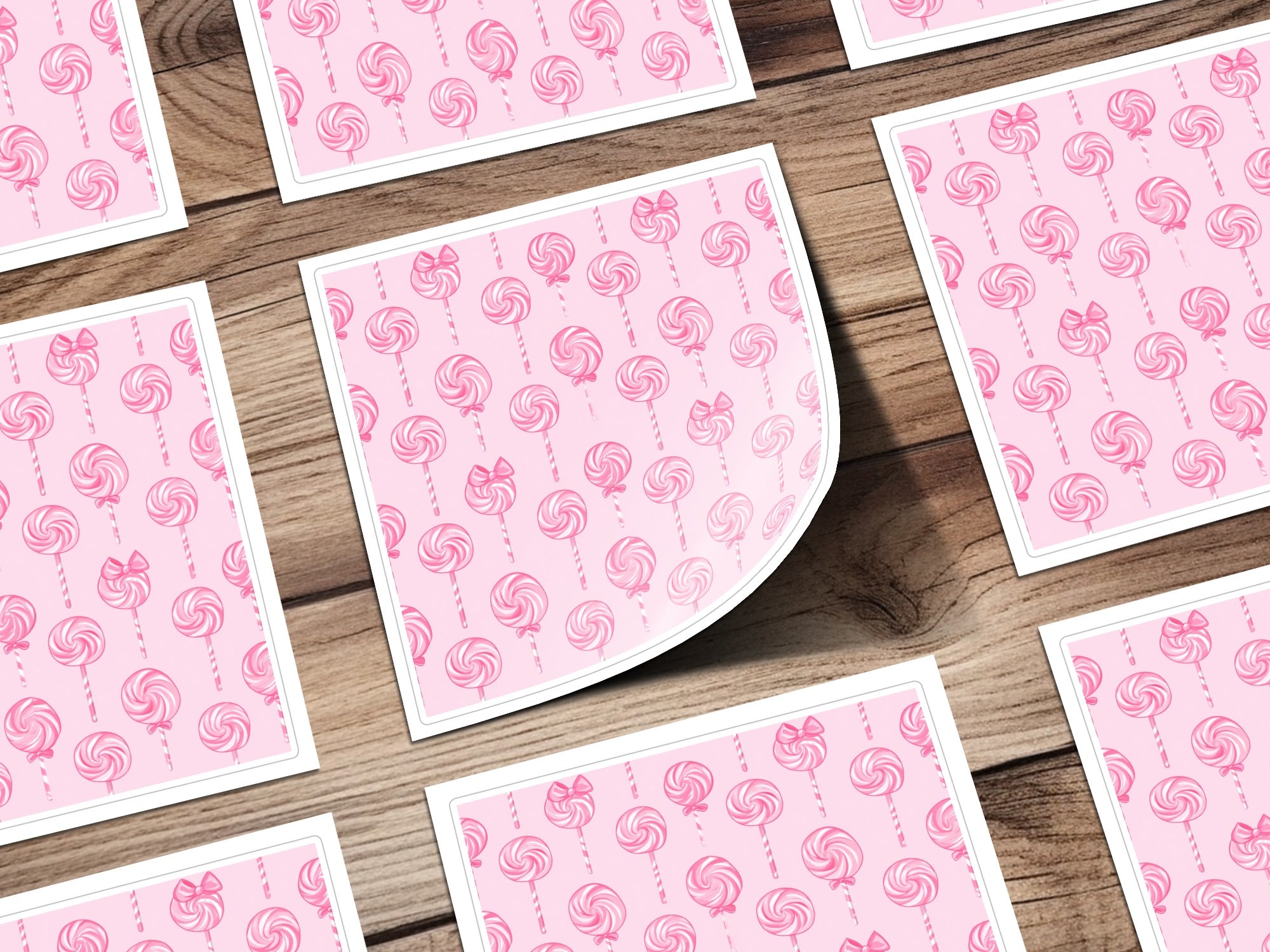 Cute Pink Lollipop Pattern on Square Papers product