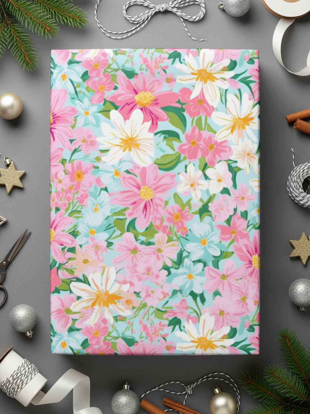Colorful Floral Pattern Gift Wrap product